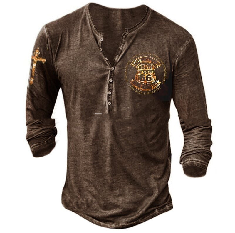 European And American New Fashion Casual Printing Long-sleeved T-shirt Men